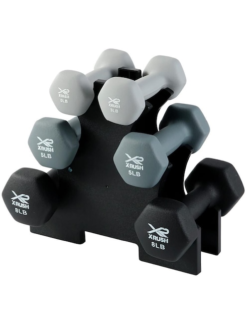 X-RUSH Set mancuernas de peso fijo X-Rush diferentes pesos 6 piezas