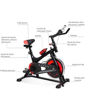 Bicicleta Spinning Fija Centurfit 6 kg Negra