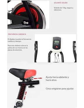 Bicicleta Spinning Fija Centurfit 6 kg Negra