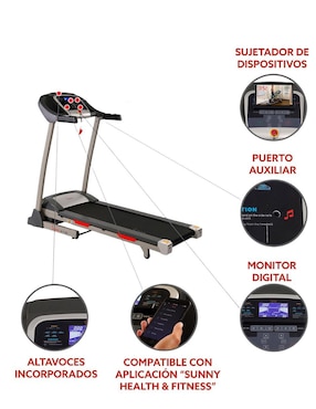 Caminadora semiprofesional Sunny Health & Fitness Sf-T7705B plegable