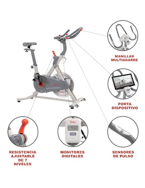 Bicicleta fija Sunny Health & Fitness acero y plástico