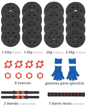 Set mancuernas de peso variable Altera 10 kg 8 piezas