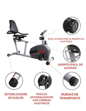 Bicicleta recumbente Sunny Health & Fitness acero y plástico
