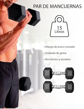 Set mancuernas de peso fijo X-Rush 6.8 kg 2 piezas