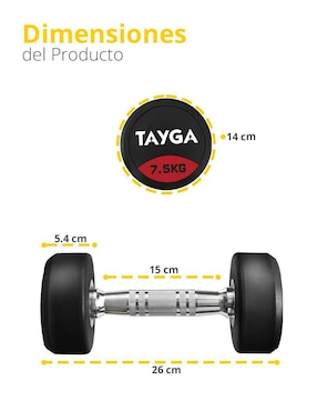Set mancuerna de peso fijo Tayga 15 kg 2 piezas