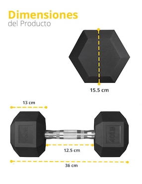 Mancuerna de peso fijo Tayga 20 kgs