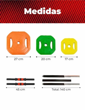 Set mancuernas de peso variable X-Rush 30 kg 21 piezas