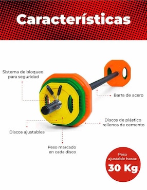 Set mancuernas de peso variable X-Rush 30 kg 21 piezas