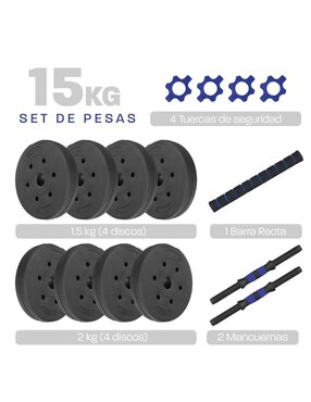 Set mancuernas de peso variable Altera 15 kg 15 piezas