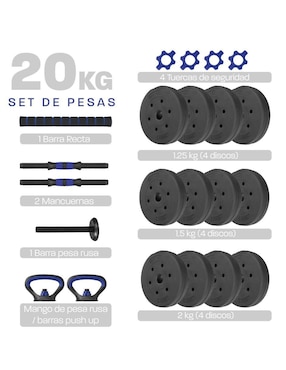Set mancuernas de peso variable Altera 20 kg 23 piezas