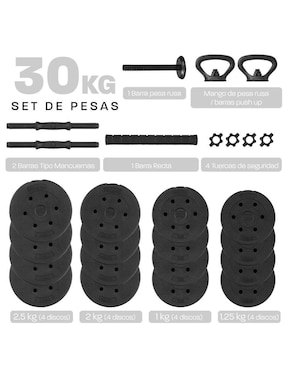 Set mancuernas de peso variable Altera 30 kg 27 piezas