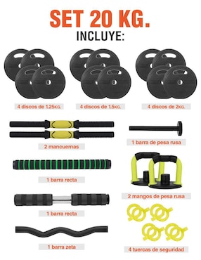 Kit de mancuernas  de peso variable Altera 24 piezas