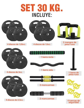 Kit de mancuernas  de peso variable Altera 28 piezas