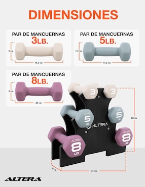 Set mancuernas de peso fijo Altera 7 piezas