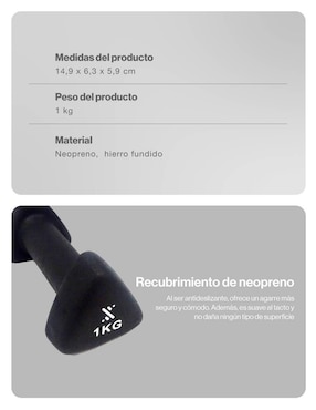 Mancuerna de peso fijo Bodytrainer 1 kg