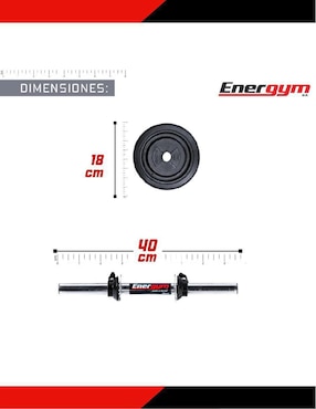 Set mancuernas de peso variable Energym 10 kg 2 piezas