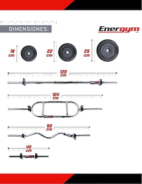 Set de pesas energym de entrenamiento adulto