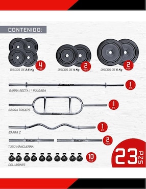 Set de pesas energym de entrenamiento adulto