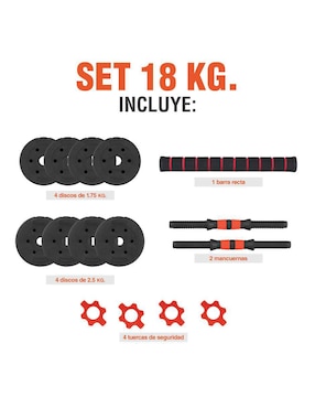 Set mancuernas de peso variable Altera 18 Kg 15 piezas