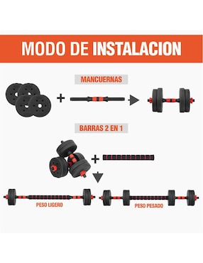 Set mancuernas de peso variable Altera 18 Kg 15 piezas