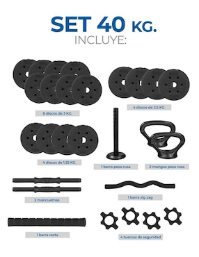 Kit mancuernas de peso variable Altera 40 kg 27 piezas