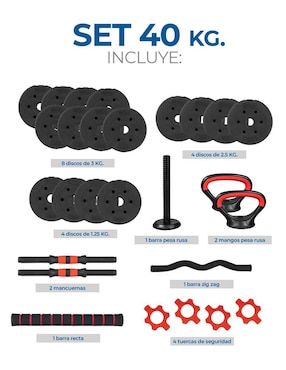 Kit mancuernas de peso variable Altera 40 kg 27 piezas