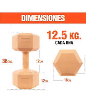 Set mancuernas de peso fijo Altera 25 kg 2 piezas