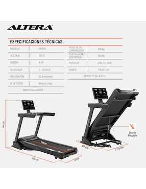 Caminadora profesional Altera Orion plegable