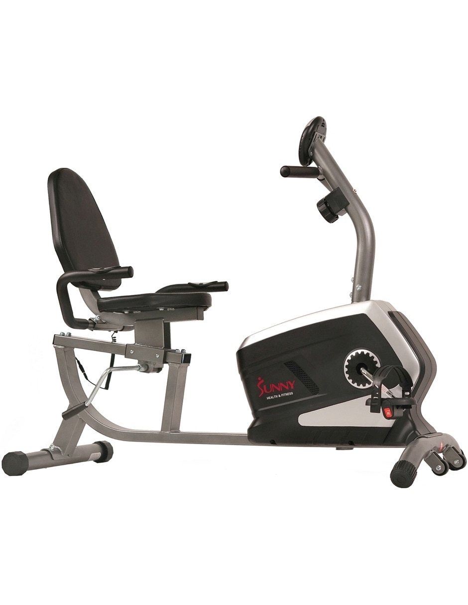 Bicicleta estática reclinada magnética con transmisión por correa Sunny  Health & Fitness
