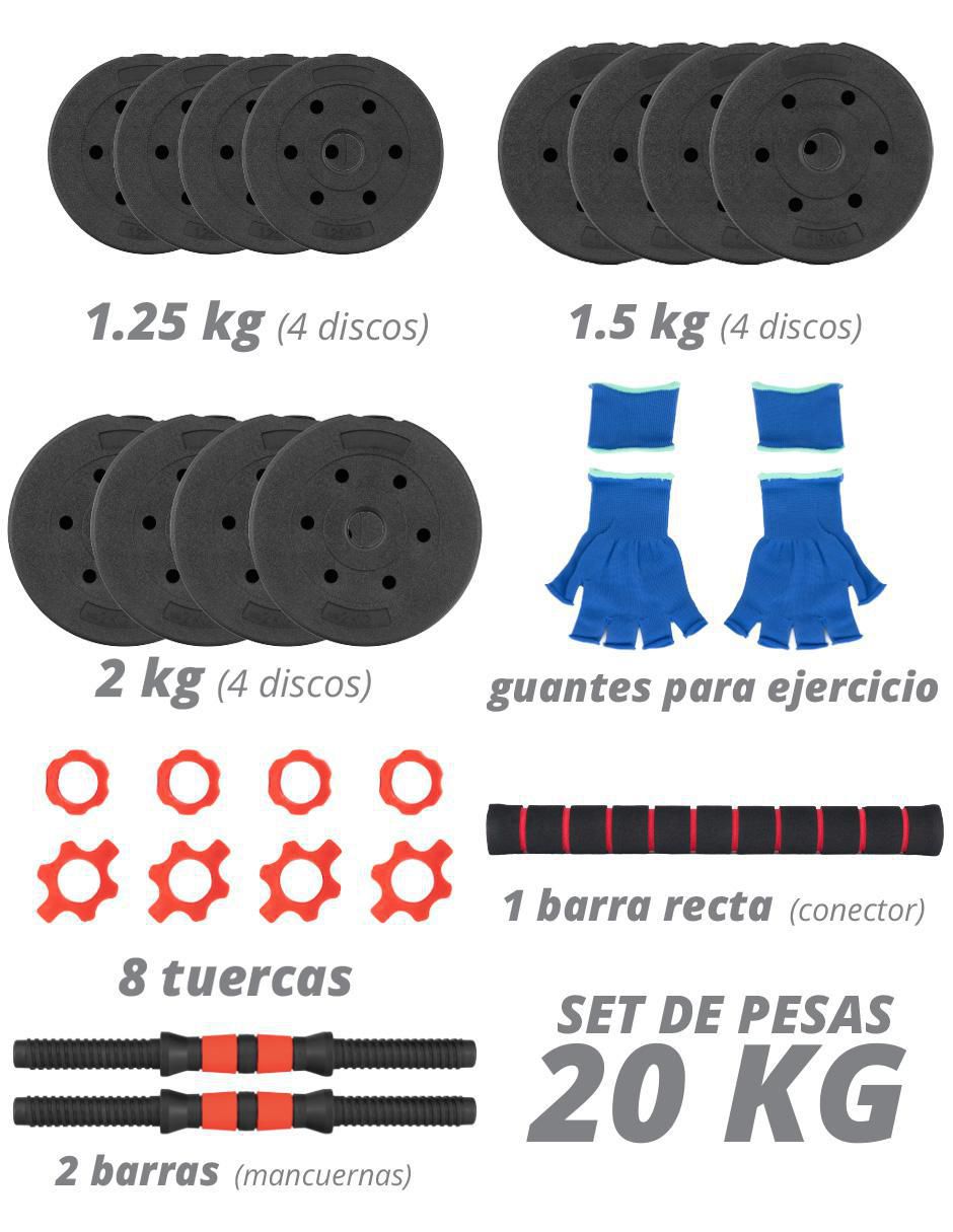Set mancuernas de peso variable 10 kg 8 piezas 7