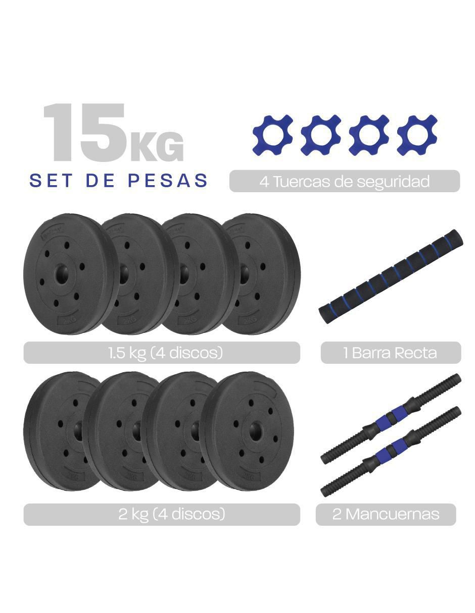 Set mancuernas de peso variable 15 kg 15 piezas 3