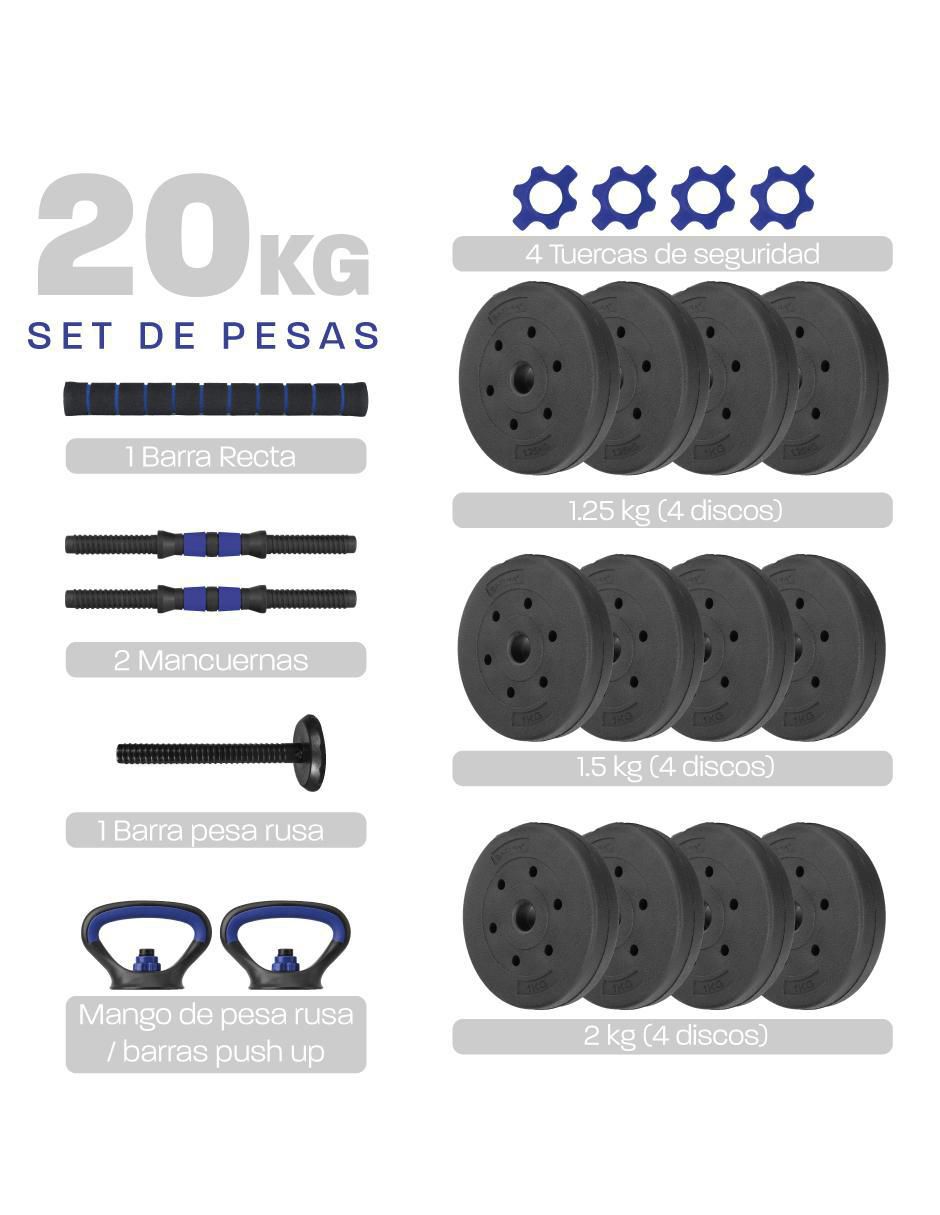 Set mancuernas de peso variable 20 kg 23 piezas 8