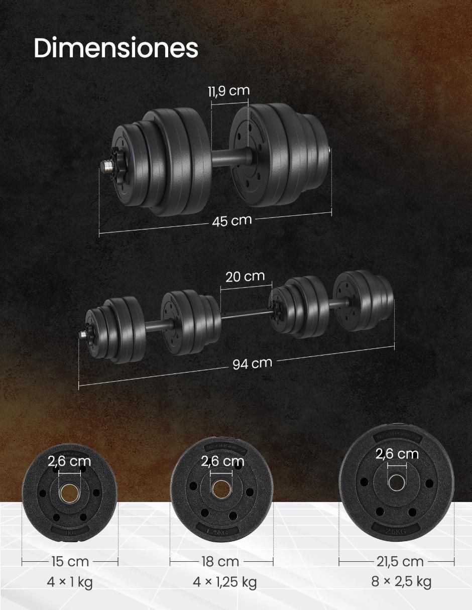 Set mancuernas de peso variable 30 kg 2 piezas 2