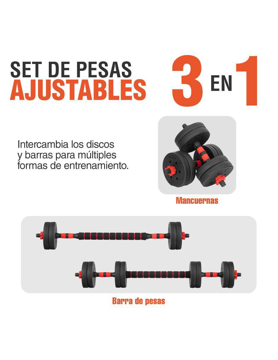 "mancuerna/set mancuernas/kit mancuernas" de peso variable altera 17.5 kg 15 "piezas"