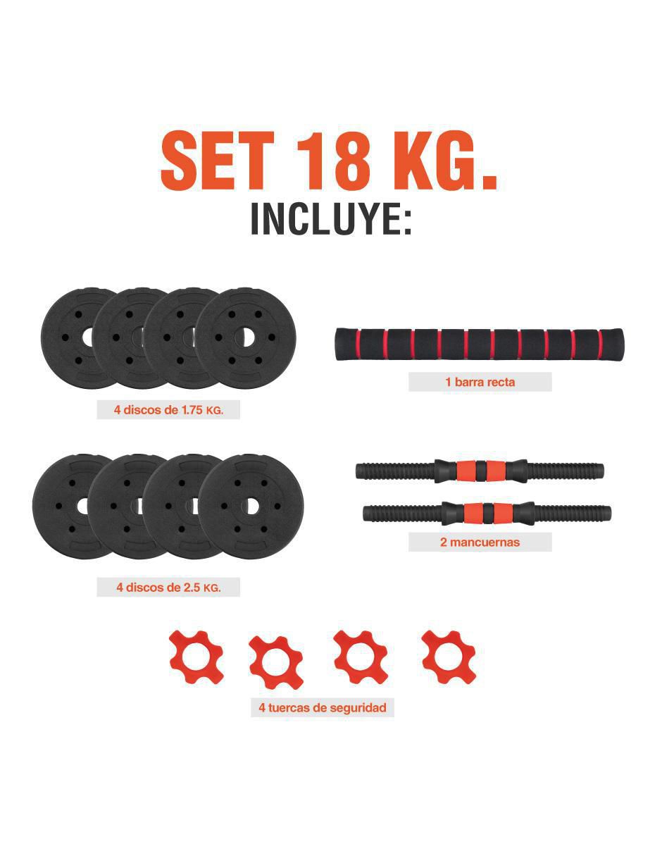 "mancuerna/set mancuernas/kit mancuernas" de peso variable altera 17.5 kg 15 "piezas"