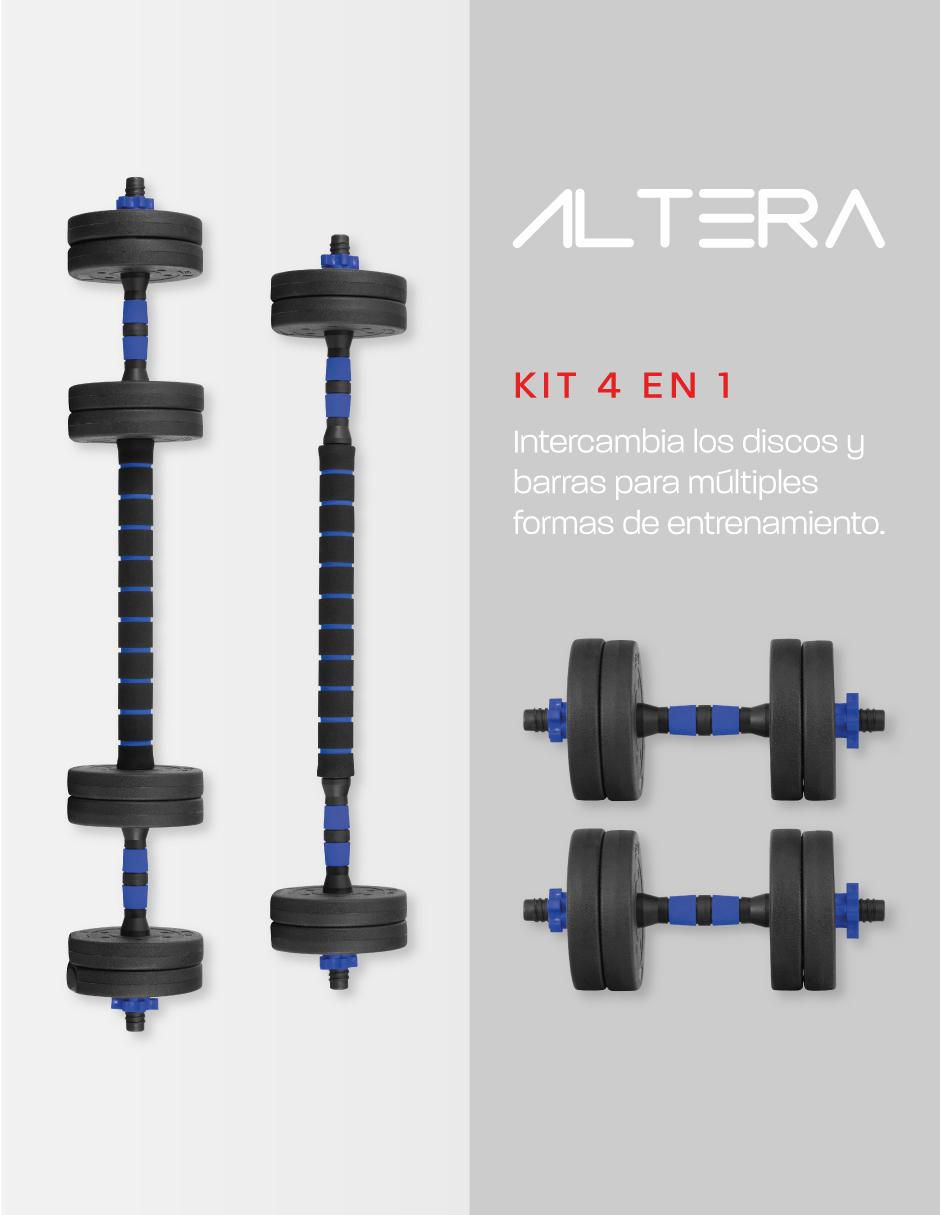 Set mancuernas de peso variable 10 kg 15 piezas 8