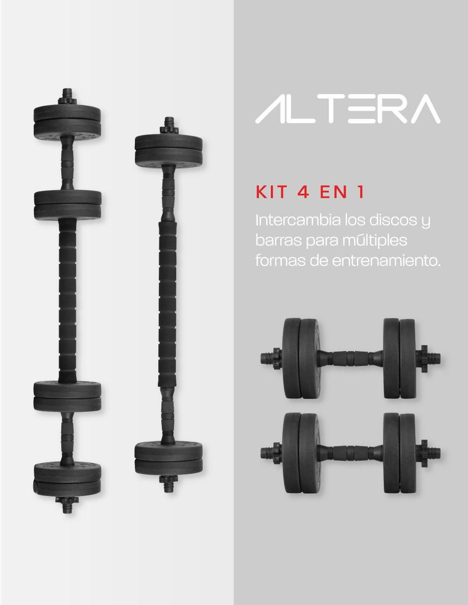 "mancuerna/set mancuernas/kit mancuernas" de peso variable altera 10 kg 15 "piezas"
