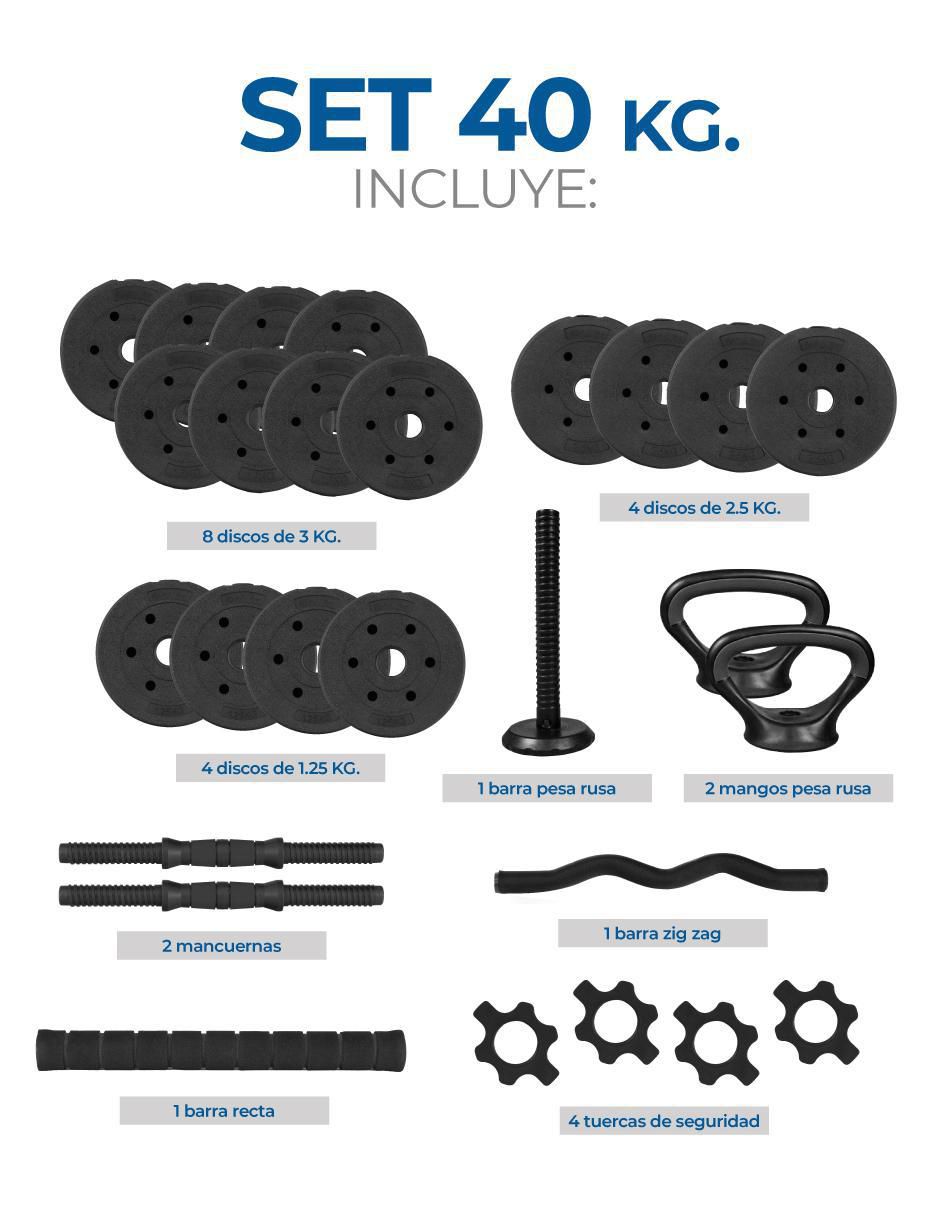 Kit mancuernas de peso variable 40 kg 27 piezas 3
