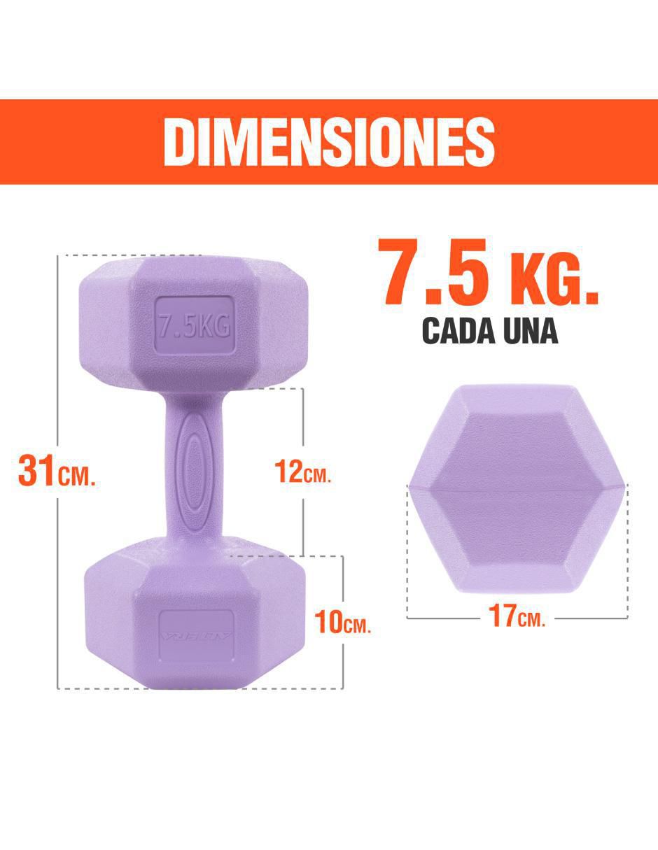 Set mancuernas de peso fijo 7.5 kg 2 piezas 6