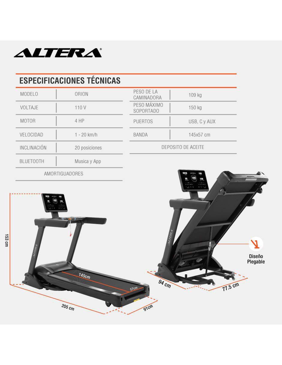 Caminadora profesional Orion plegable 11